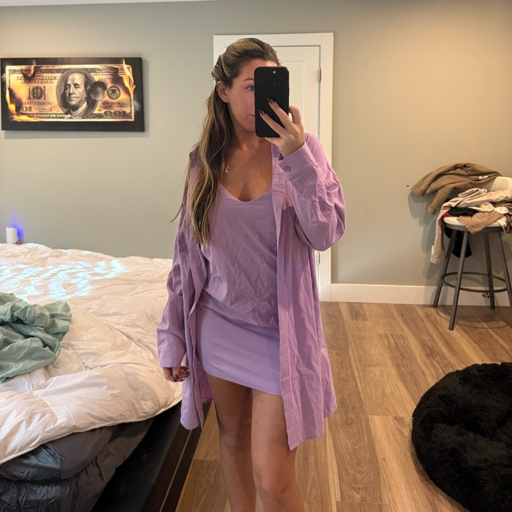 Light Purple Mini Dress Jacket Set